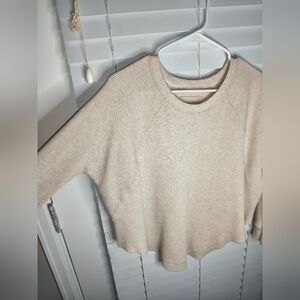 We The Free People Women's T-shirt Size S Beige Long Sleeve Free Fit Oversized